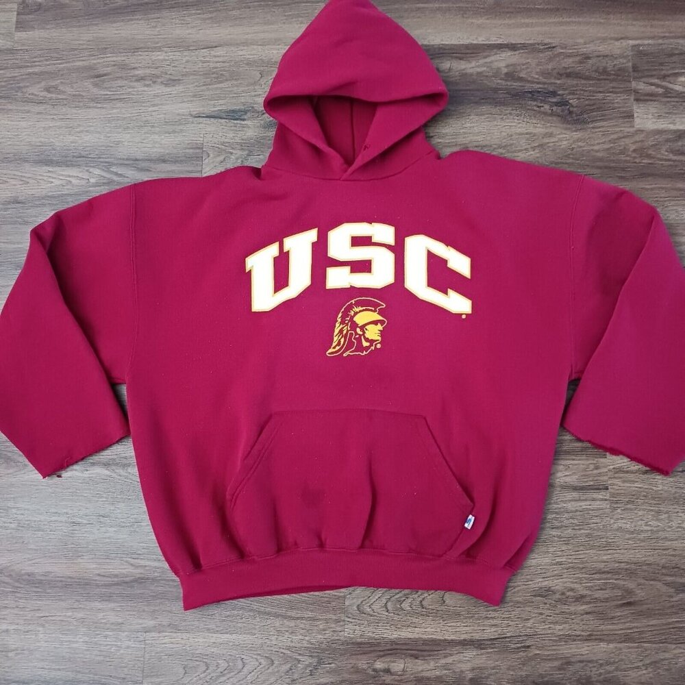 Vtg‎ Russell Athletic USC Trojan Pullover Hoodie Sweatshirt Men Size XXL FLAWED